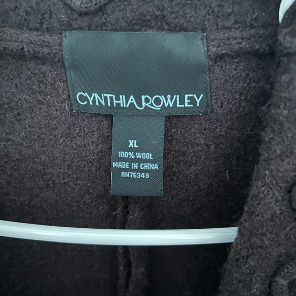 NWOT Cynthia Rowley Dark Brown Trench Coat with Floral Design Belted Wool XL NEW - Picture 4 of 11